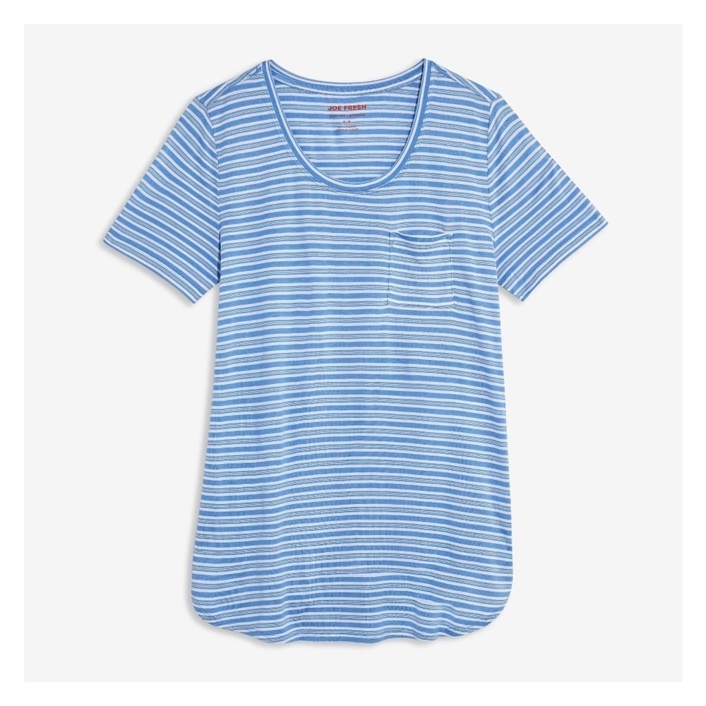 Joe Fresh | Blue Striped Boyfriend Crew Neck Tee S